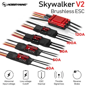 Hobbywing Skywalker 40A 50A 80A 100A Brushless ESC Reverse Break For Fixed Wing - Picture 1 of 35