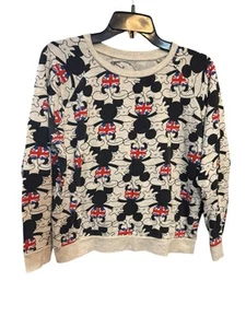 Forever 21 X Disney Mickey Mouse Union Jack Long Sleeve Sweatshirt Small - Picture 1 of 4