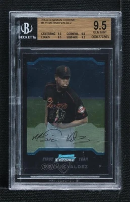 2004 Bowman Chrome First Year Merkin Valdez #171 BGS 9.5 GEM MINT Rookie RC - Image 1 of 2