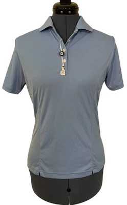 Polo de golf Footjoy para mujer azul rendimiento manga corta preppy atletismo S Foto 1 de 4