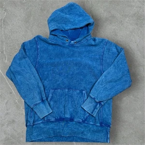 Les Tien Mineral-Wash Crop Hooded Sweatshirt Indigo Blue Size Small Oversized - Picture 1 of 10