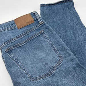 Madewell Athletic Slim Blue Jeans Mens 35 X 32 Tapered Worn Hems Stretch - Picture 1 of 12