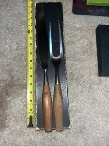 Vintage Mid-Century Modern Dansk Designs IHQ Fjord Teak Fork & Knife Carving Set - Picture 1 of 2