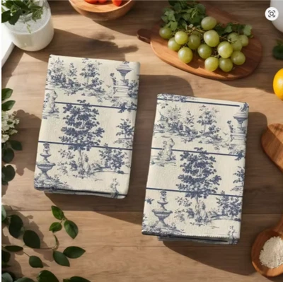 2PCS Soft Absorbent Kitchen Towels Burnt Orange Mid Century Geometric Print - Image 1 of 4