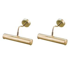 Set of 2 Adjustable Picture Light Wall Lamps Polished Brass Classic Sconce - Picture 1 of 5