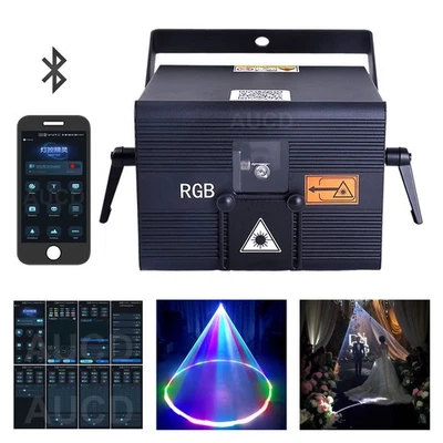 iOS Android App 8W 30Kpps RGB iLDA DMX Animation DJ Stage Projector Laser Lights - Image 1 of 4