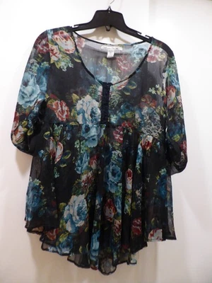 Top transparente floral negro American Rag talla XL Foto 1 de 4