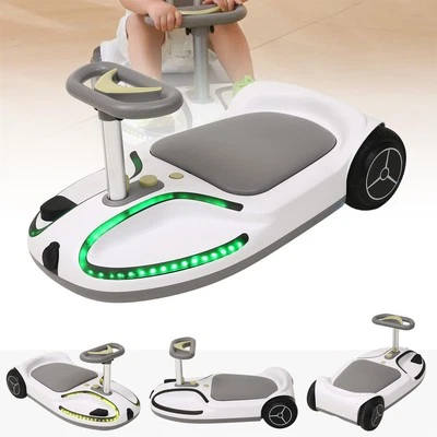 RiiRoo 180W Kids Electric Drift Kart 24V Battery LED Lights 5 MPH Ages 3-9