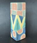 TS Post Studio Art Pottery Candle Stick Holder Hand Painted Signed 1989