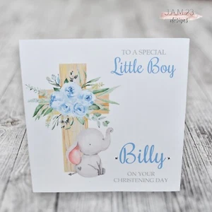 Personalised Christening Card Boys Son Grandson Godson Nephew Special Boy - Picture 1 of 8