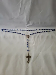 Vintage Pewter Rosary Blue Bead - Bild 1 von 8