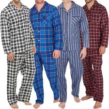 Mens Cotton Pyjamas Check Traditional Button Classic Pyjama Shirt & Bottom Set