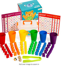 Rainbow Counting Bears - sorting cups tweezers dice activity cards storage case