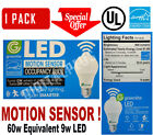 1 Motion Sensor Occupancy LED Bulb 60w Equivalent 9w 3000k Bright White A19 E26