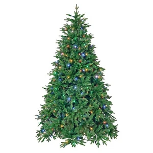 7.5FT Green Artificial Christmas Tree Holiday Season w/ LED Light Indoor Outdoor - Picture 1 of 9