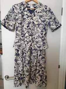 ALEXON SUIT Ladies UK 12 SKIRT Vintage 90s Y2K Navy Cream Floral Occasion Smart - Picture 1 of 21