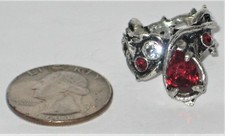 2011 Alchemy Carta England Red & Clear Stones Gothic Brutalist 6 1/2 Ring Pewter