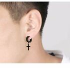 Earrings Non-Piercing Stainless Steel Cross Clip on Men Women Dangle Hoop NEW