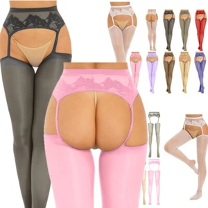 Women's Shiny Thigh High Stocking Lace Garter Belt Suspender Tights Pantyhose U - Picture 1 of 17