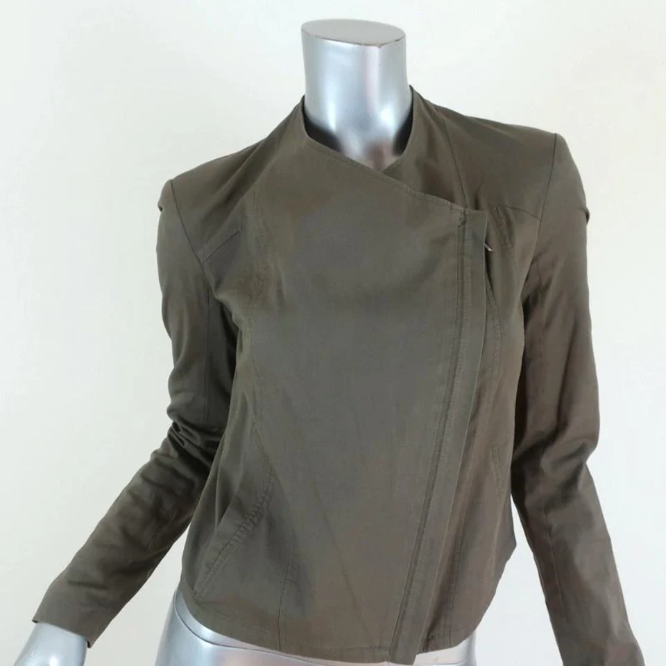 Chaqueta de Moto Helmut Lang Drapeada Oliva Elastizada Algodón Talla Pequeña Foto 1 de 4