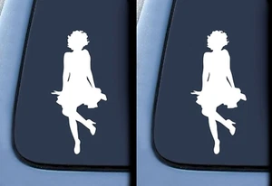 DOS Calcomanías de Vinilo Blancas Marilyn Monroe Silhouette Sexy Look 6" Coche Laptop Tableta - Imagen 1 de 4