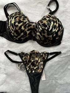 Victoria's Secret Very Sexy Leopard Embroidered 36A Push-up W/ SMALL thong - Picture 1 of 4