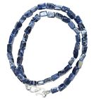 925 Fine Silver Blue Sodalite Gemstone 5-8 mm Beads 18'' Strand Necklace T64