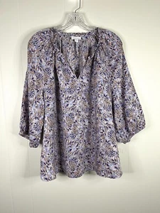 Blusa Top Jill Love Lino XL Relajado Estampado Lagenlook Costero Boho Campesino - Imagen 1 de 14