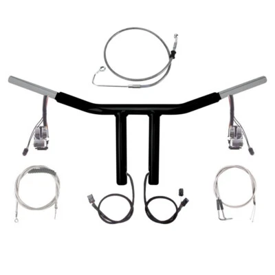 1 1/4" Black 8" Chopper T Prewired Handlebar Kit 2011-2015 Harley Softail w/ABS - Image 1 of 2