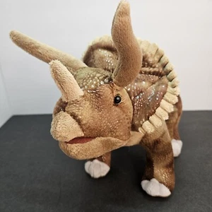 Wild Republic Triceratops Dinosaur 16" Long Dino Brown Tan Plush Stuffed Animal - Picture 1 of 14