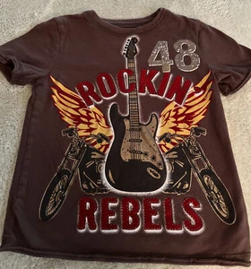 Camisa Arizona Jean Company Niños Guitarra Marrón Rockin Rebel Mangas Cortas 3T - Imagen 1 de 6
