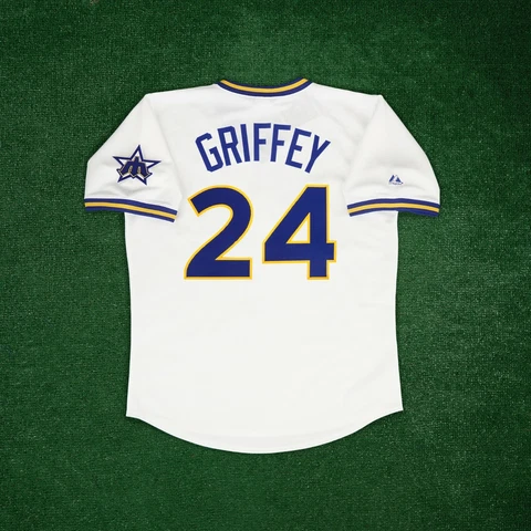 Ken Griffey Jr 1977 Seattle Mariners Cooperstown Men's Home Jersey w/ Team Patch Cover