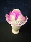 Camelia Hat Purple White Feather Girl's Made Mexico White Woven Cowboy 6 3/4 54