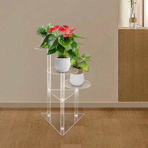 3-Tier Indoor Plant Stand Plant Shelf Clear Acrylic Corner Flower Display Rack - Picture 1 of 18