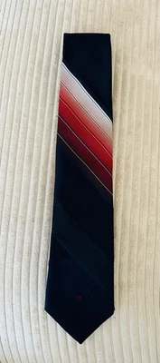 Vtg Pierre Cardin Mens Neck Tie Navy Blue w/ red Stripes & Logo - Image 1 of 4