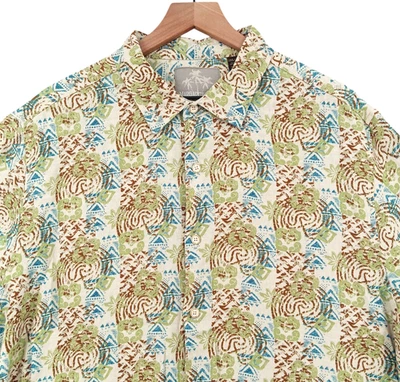 Camisa Margaritaville Para Hombre 2XL Formas Geométricas Seda Lino Mezcla Playa Hawaiana Foto 1 de 4