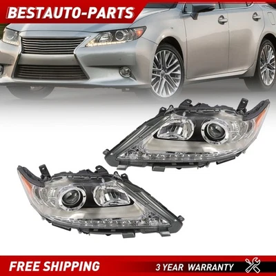 Left+Right Headlights For 2013 2014 2015 Lexus ES300h ES350 Halogen Headlamps - Image 1 of 4