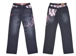 Pantalones de mezclilla para hombre Karakuri Tamashii bordados negros talla grande 38 sin usar - Imagen 1 de 4