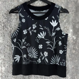Athleta Size XS Floral Tropical Vacation Top Black Sleeveless Pullover Stretch - Picture 1 of 7