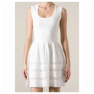 Mini Vestido Patinador M Missoni Blanco Acanalado Corto Malla Rayas - Imagen 1 de 14