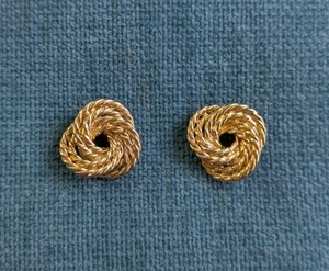 Vintage Ohrringe gedreht Seil Knoten goldfarben Post Statement mutig - Bild 1 von 4