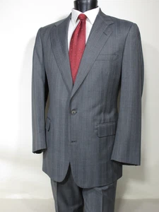 Southwick Suit 42L Wool Gray Striped Herringbone Full Canvas Paul Stuart Tie - Picture 1 of 8