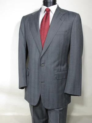 Southwick Suit 42L Wool Gray Striped Herringbone Full Canvas Paul Stuart Tie - Image 1 of 4
