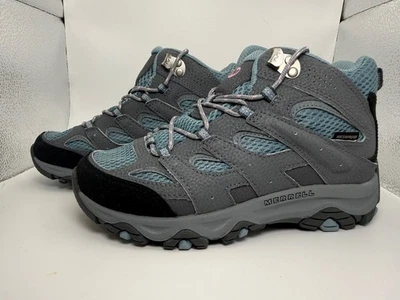 Merrell Moab 3 Mid Waterproof Hiking Boots Girls 3.5 M Gray Blue Outdoor Trail N - Image 1 of 4