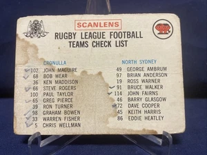 1974 Nrl Rugby League Scanlens  Checklist - Picture 1 of 2
