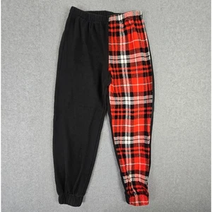 Revolution Pants Youth/Juniors Size Large Black Red Plaid Joggers Hip Hop - Picture 1 of 11