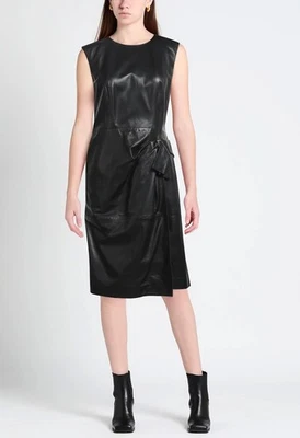 Alberta Ferreti черный овчины Shift кожаное платье sz 40 США 2-4 $2,040.00 - Изображение 1 из 4