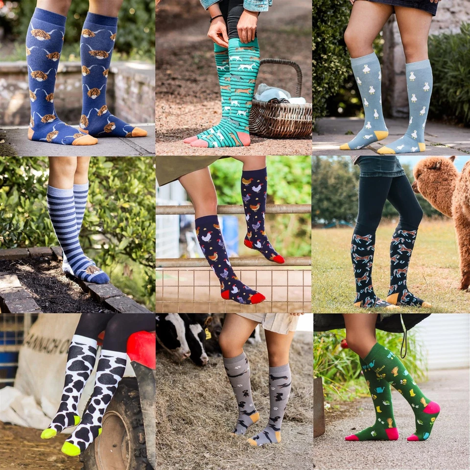 Calcetines Funky Welly para Mujer Talla UK 4-8 Cálidos Acolchados Gruesos Bota Calcetines Exterior Foto 1 de 1