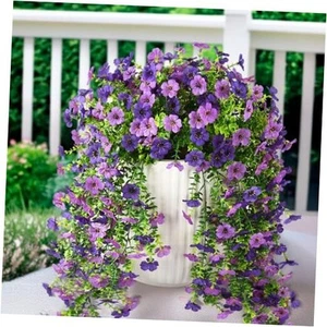 Artificial Hanging Flowers Plants for Outdoor Spring Decoration, 2PCS Faux - Picture 1 of 7