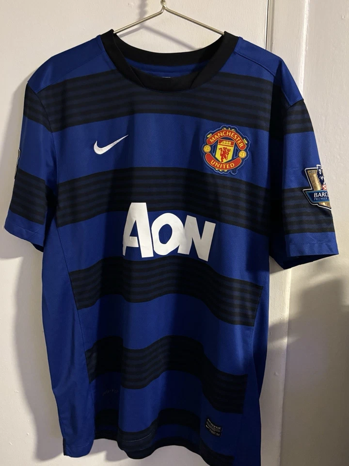 耐克曼联冠军 19 球衣蓝色黑色 2011/12 男式 XL 码 — 第 1/4 张图片